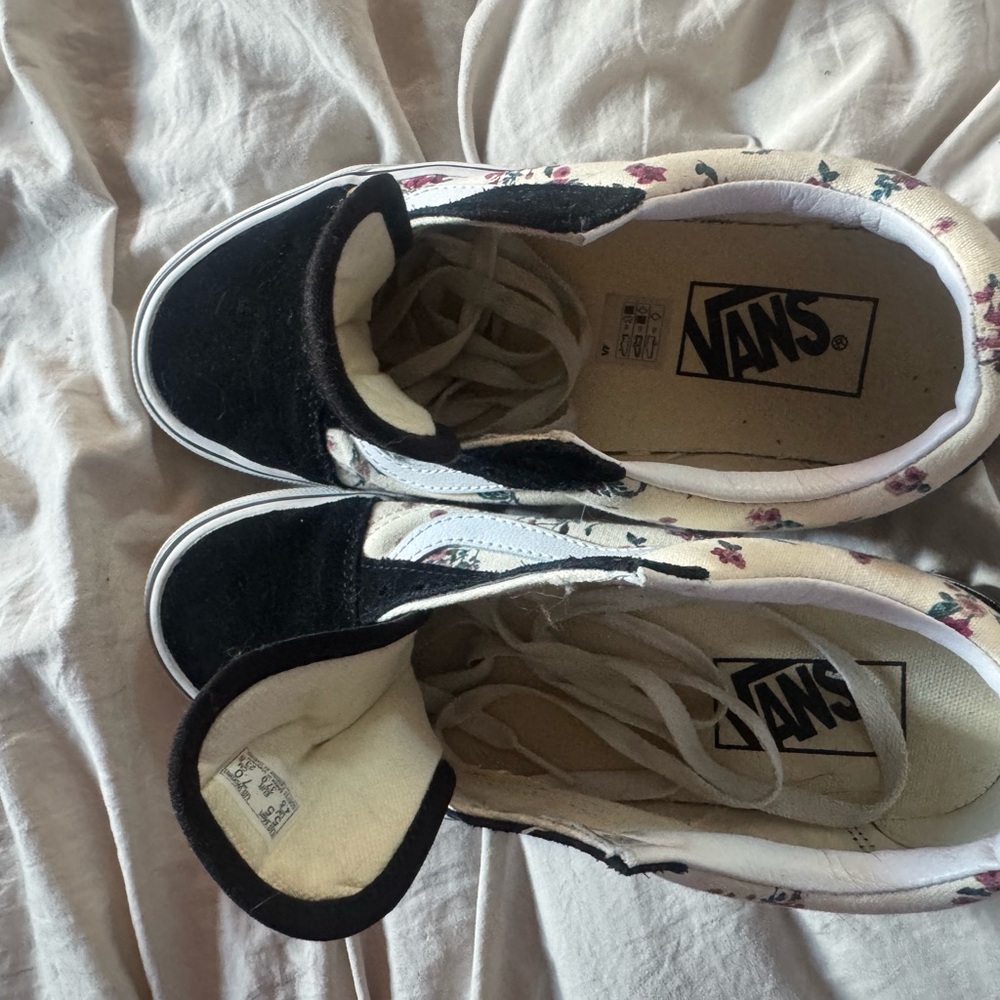 Vans Cream and Black Sneakers